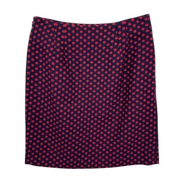 Talbots Navy & Red Wool Blend Polka Dot Skirt size 8P - Picture 3 of 8